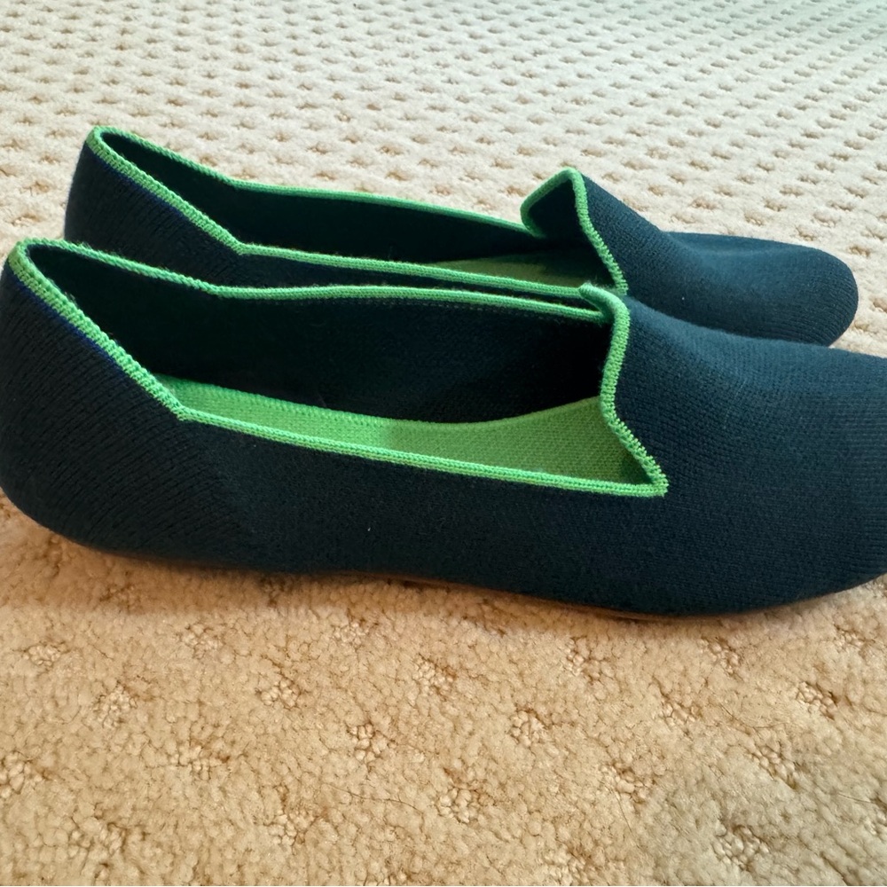 Rothy’s “The Loafer” Merino wool blend Slip-On Shoes with Green Trim